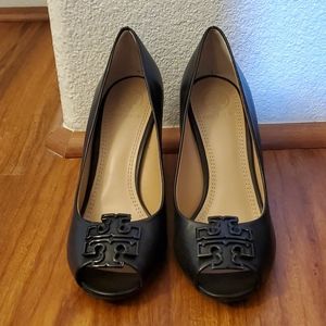Tory Burch Wedge Peep Toe Pumps Size 5